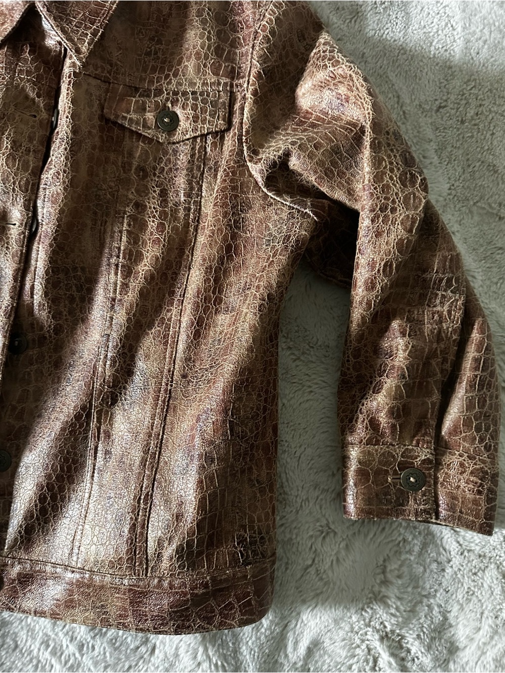 Ruby Rd. Brown Faux-Leather Button-Front Jacket - Picture 5 of 9